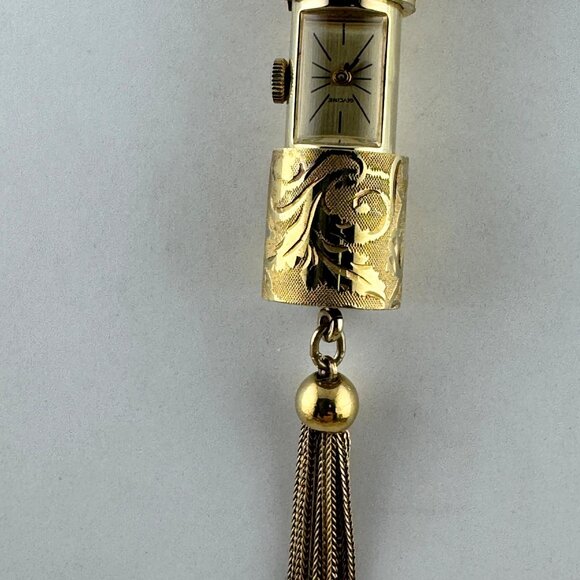 Vintage Glycine Swiss Pendant Peek a Boo or Slide Watch 30 in Italian Rope Chain main image 6